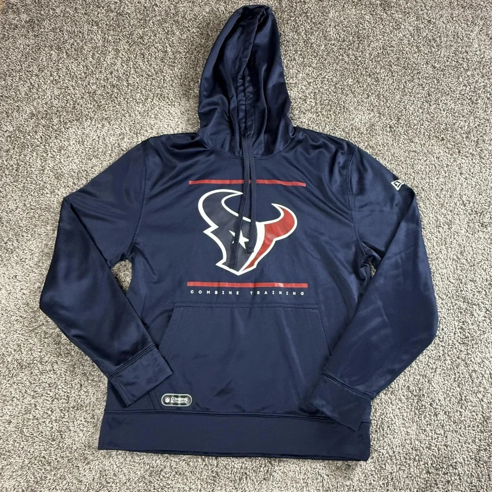 Houston Texans Hoodie Mens Medium Blue NFL Combine‎ Training New Era Pullover